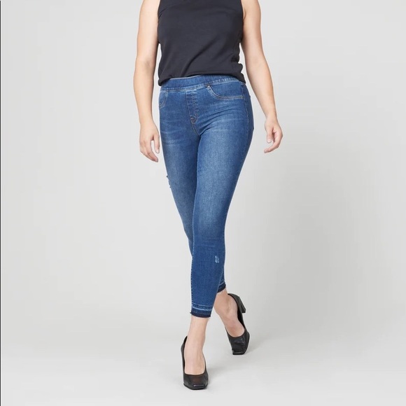 Spanx Distressed Raw Hem Cropped High Rise Jegging Skinny Jeans - Picture 1 of 8